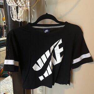 Nike Black and White Logo Crop Top